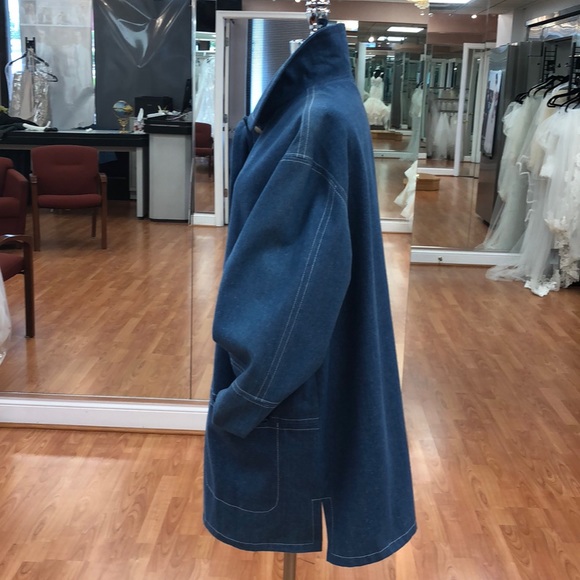Women’s single breasted denim pea coat, made in US - Picture 2 of 7